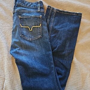 Kimes Ranch High Rise Jeans - Dark Blue with Gold Stitching